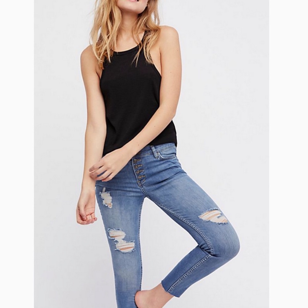 Free People Reagan Exposed Button Fly Jeans NWT